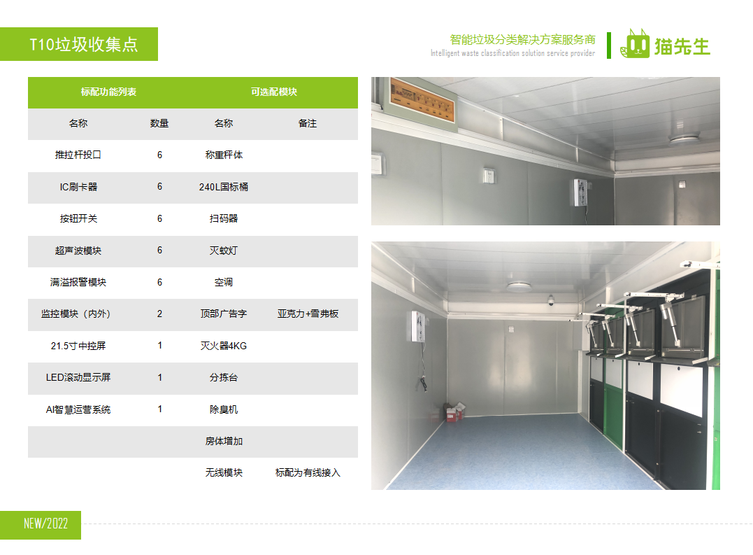 貓先生智能垃圾分類房，定時定點垃圾收集站 ，垃圾房功能配置